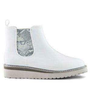 Cougar White Snake-Accent Kensington Waterproof  Rain Boot